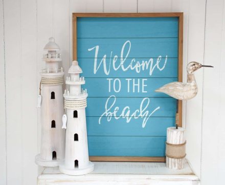 BEACH WALL DECOR 'WELCOME TO THE BEACH' BLUE BOARDS | Daydream Leisure Furniture