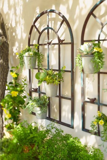 WALL DECOR METAL 'FRENCH WINDOW' POT HOLDER | Daydream Leisure Furniture