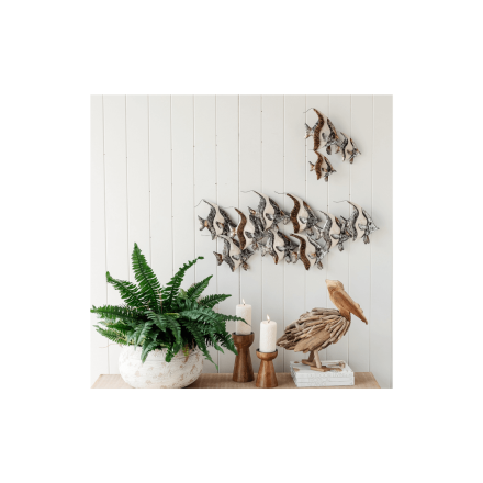 WALL DECOR - CAPIZ ABACA - LONG SCHOOL OF BANNER FISH | Daydream Leisure Furniture