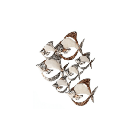 WALL DECOR - CAPIZ ABACA - TALL SCHOOL OF ANGEL FISH | Daydream Leisure Furniture