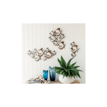 WALL DECOR - CAPIZ ABACA - TALL SCHOOL OF ANGEL FISH | Daydream Leisure Furniture